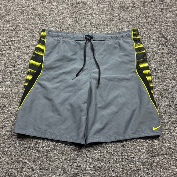 Nike Other - Y2K 2000s Nike Baggy Board Shorts Grey/Neon Yellow Size Large